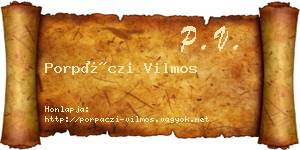 Porpáczi Vilmos névjegykártya